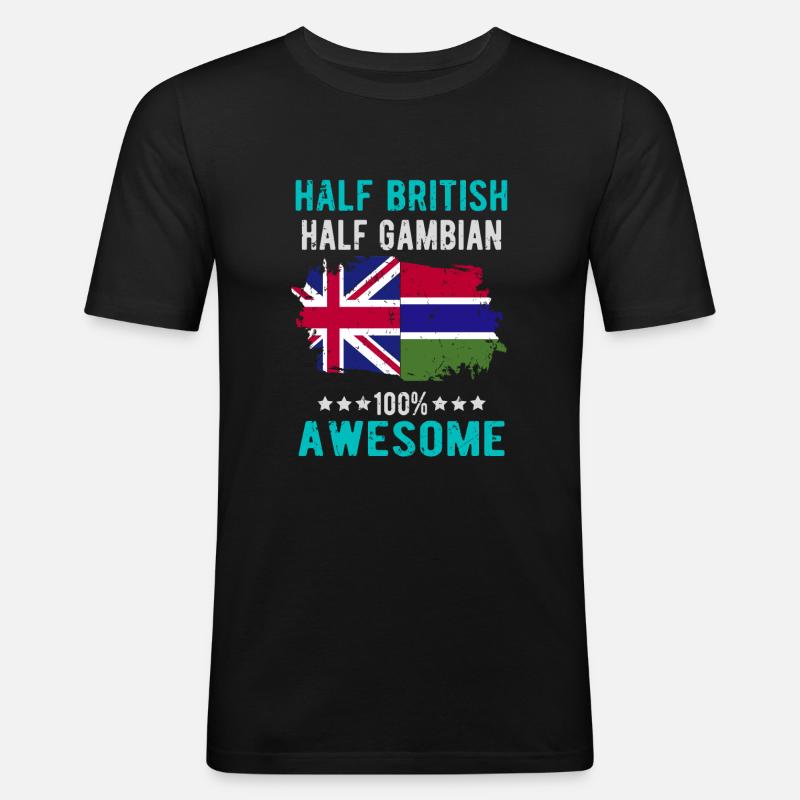 Halb Brite Halb Gambier - Männer Slim Fit T-Shirt - Schwarz