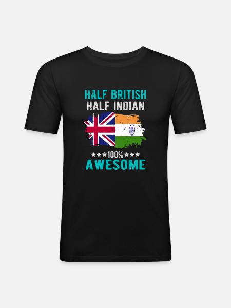 Half British Half Indian - Men's Slim Fit T-Shirt - black