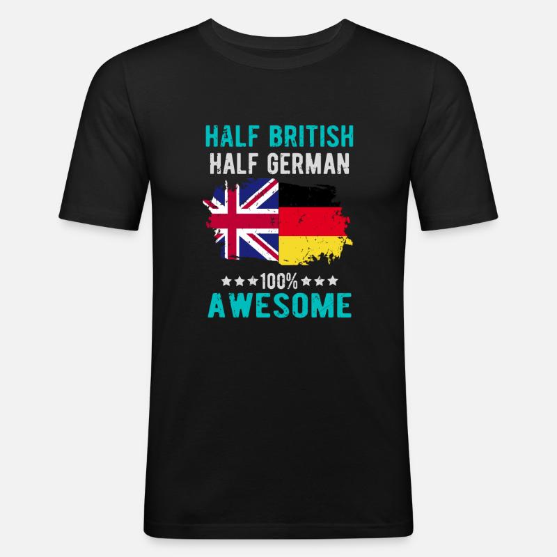 Halb Brite Halb Deutscher - Männer Slim Fit T-Shirt - Schwarz