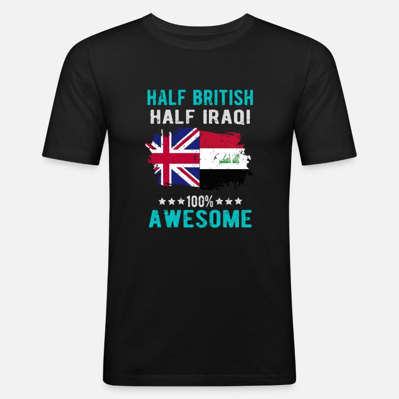 Halb Brite Halb Iraki - Männer Slim Fit T-Shirt - Schwarz
