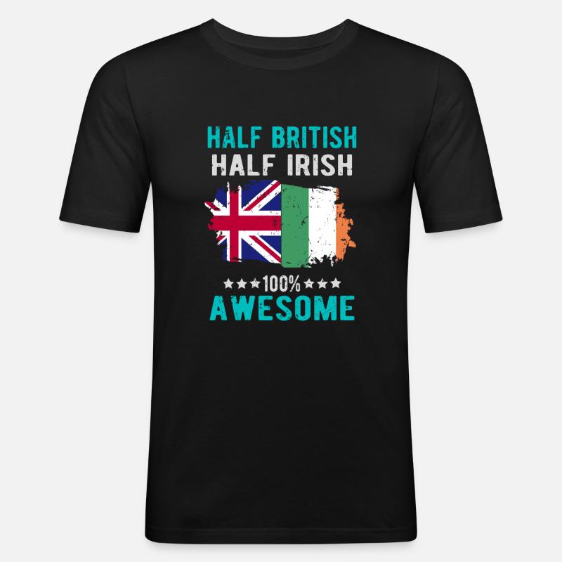 Halb Brite Halb Ire - Männer Slim Fit T-Shirt - Schwarz