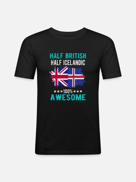 Halb Brite Halb Isländer - Männer Slim Fit T-Shirt - Schwarz