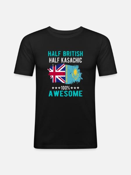 Half British Half Kazakh - Men's Slim Fit T-Shirt - black