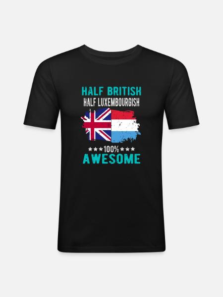 Half British Half Luxembourger - Men's Slim Fit T-Shirt - black