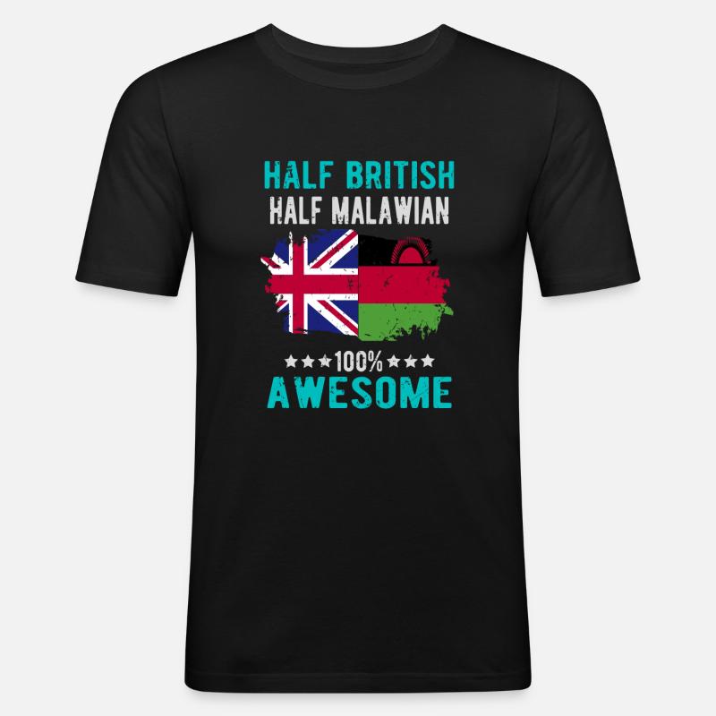Halb Brite Halb Malawi - Männer Slim Fit T-Shirt - Schwarz
