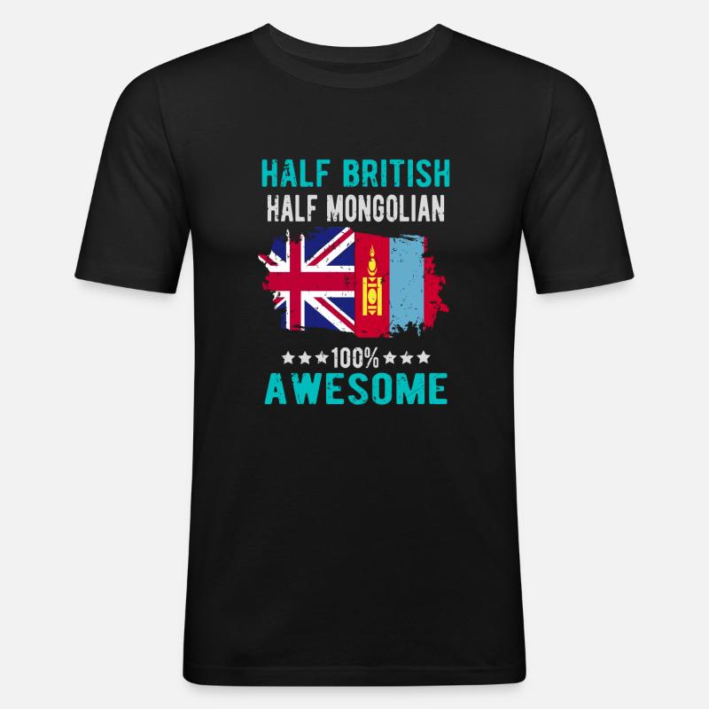 Half British Half Mongol - Men's Slim Fit T-Shirt - black
