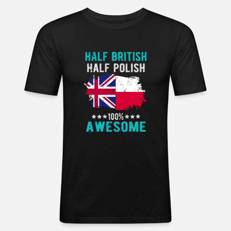 Halb Brite Halb Singapurer - Männer Slim Fit T-Shirt - Schwarz