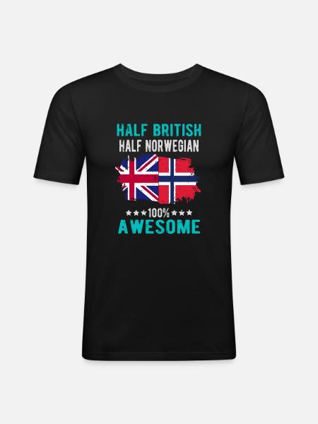Half British Half Norwegian - Men's Slim Fit T-Shirt - black
