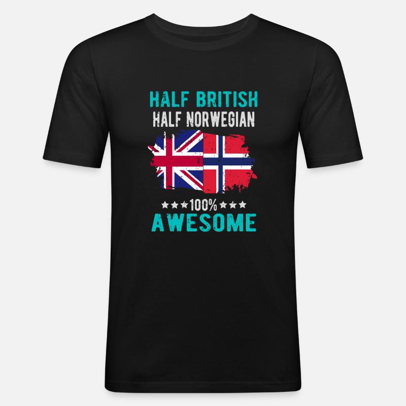 Half British Half Norwegian - Men's Slim Fit T-Shirt - black