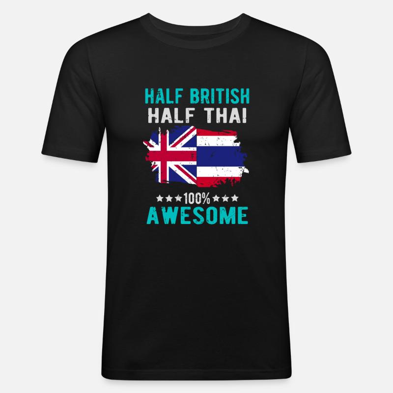 Half British Half Thai - Men's Slim Fit T-Shirt - black