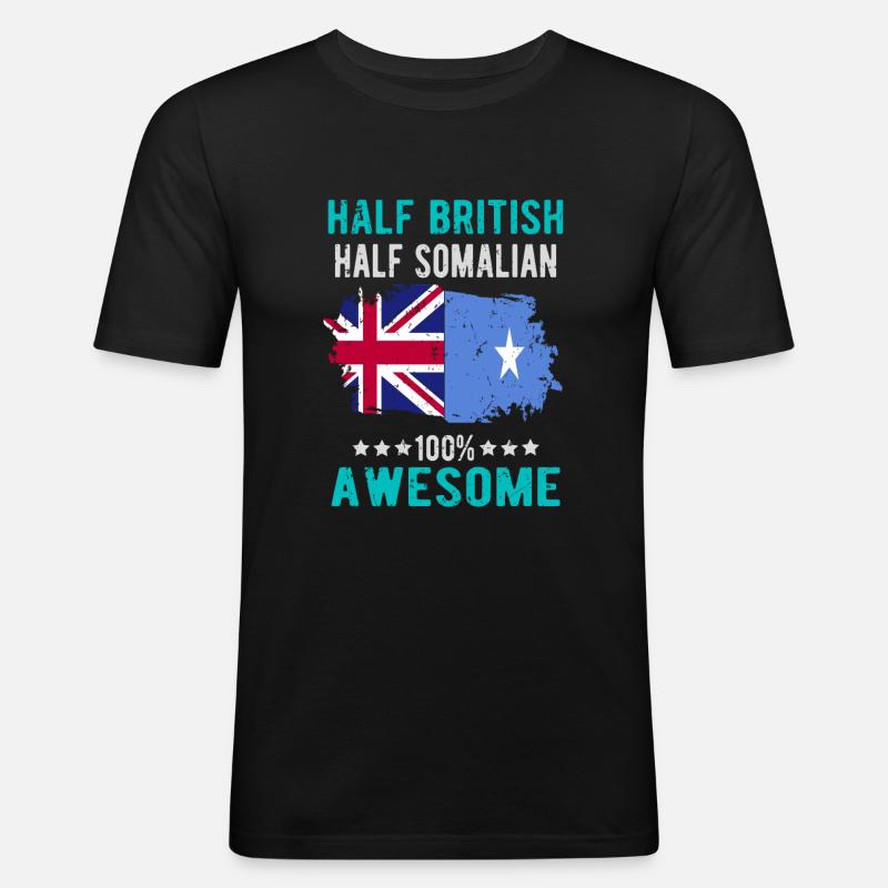 Halb Brite Halb Somalier - Männer Slim Fit T-Shirt - Schwarz