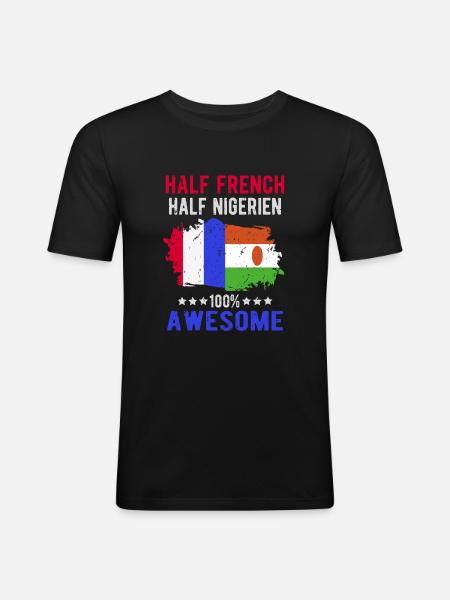 Half French Half Nigrer - Men's Slim Fit T-Shirt - black