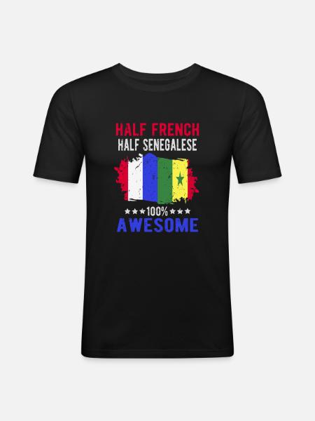 Half French Half Senegalese - Men's Slim Fit T-Shirt - black