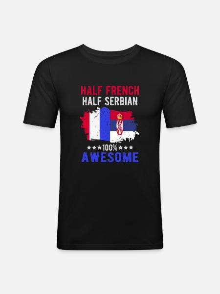 Half French Half Serb - Men's Slim Fit T-Shirt - black