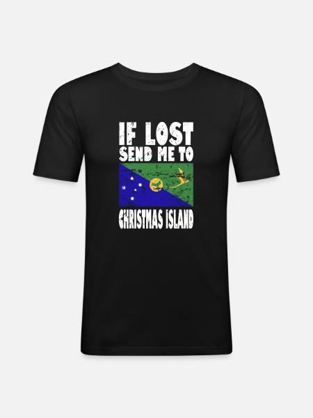 Christmas Island Flag Saying - Men's Slim Fit T-Shirt - black