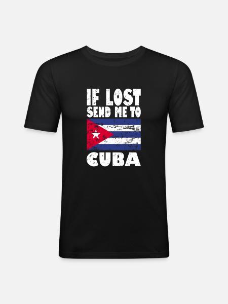 Cuba Flag Saying - Men's Slim Fit T-Shirt - black