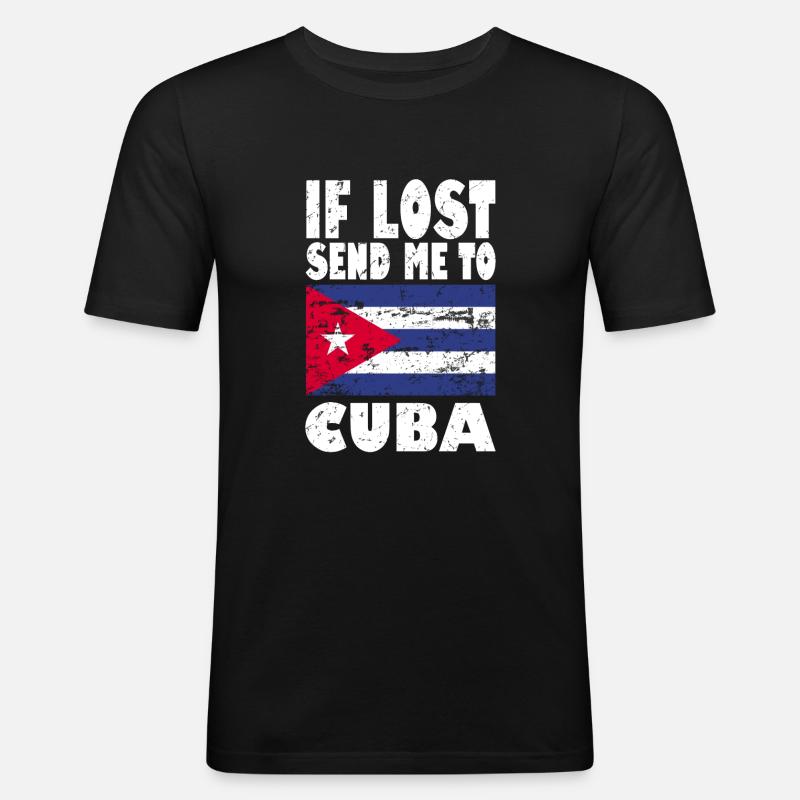 Cuba Flag Saying - Men's Slim Fit T-Shirt - black