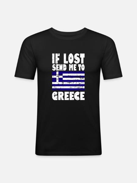Drapeau de la Grèce - T-shirt près du corps Homme - noir