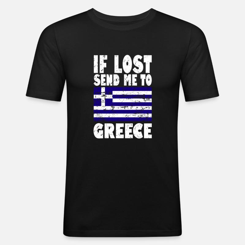 Drapeau de la Grèce - T-shirt près du corps Homme - noir
