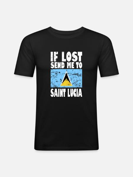 Saint Lucia Flag Saying - Men's Slim Fit T-Shirt - black