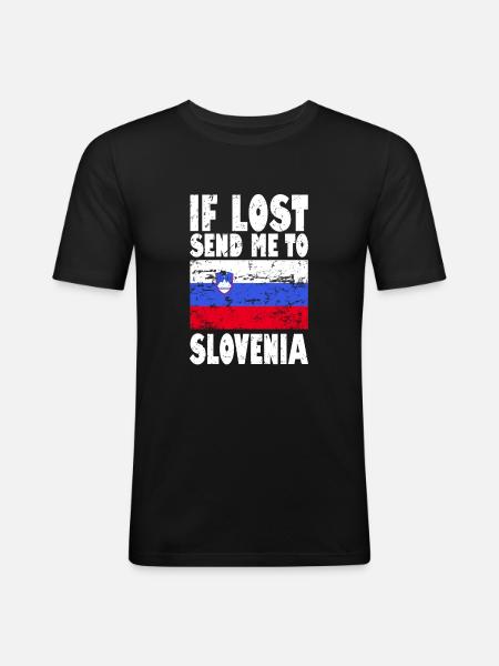 Slovenia Flag Saying - Men's Slim Fit T-Shirt - black