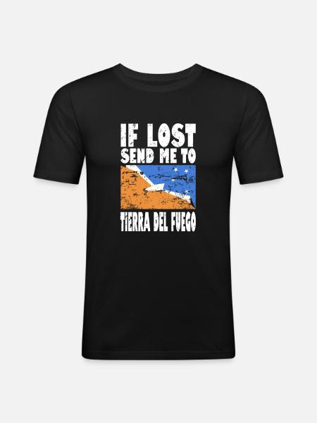Tierra del Fuego Flag Saying - Men's Slim Fit T-Shirt - black