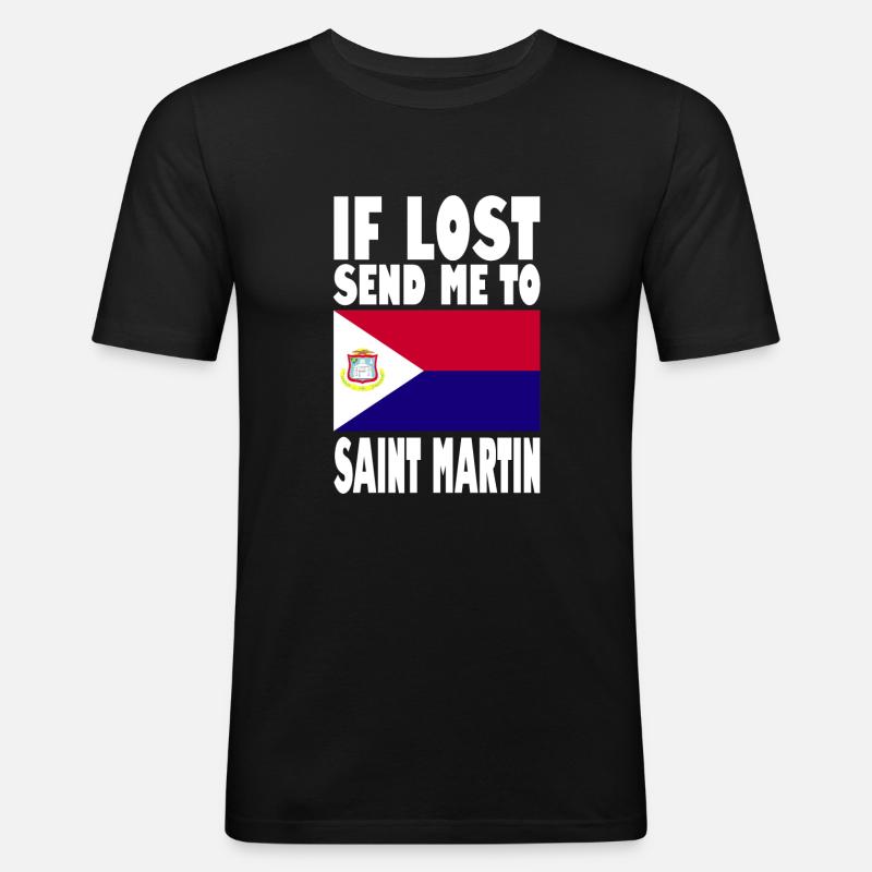 St. Martin Flagge Spruch - Männer Slim Fit T-Shirt - Schwarz