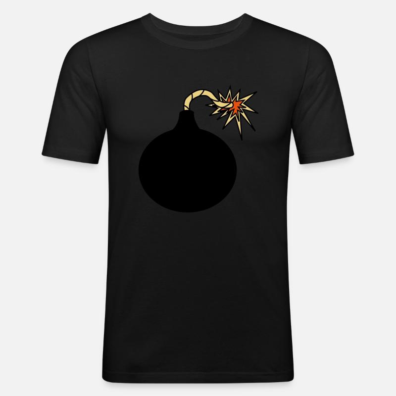 Bombe Zünschnur Geschenkidee Feuer Explosion - Männer Slim Fit T-Shirt - Schwarz