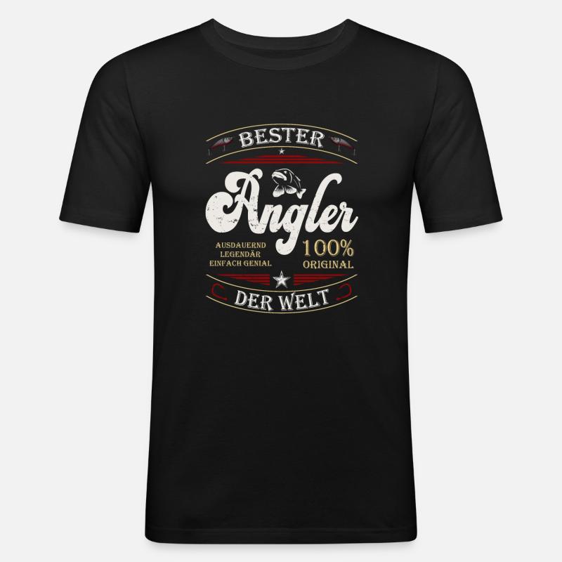Bester Angler - Männer Slim Fit T-Shirt - Schwarz