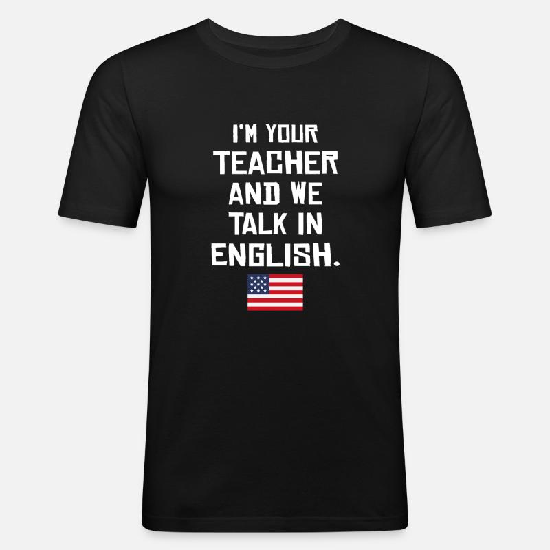Professeur d’anglais américain - T-shirt près du corps Homme - noir