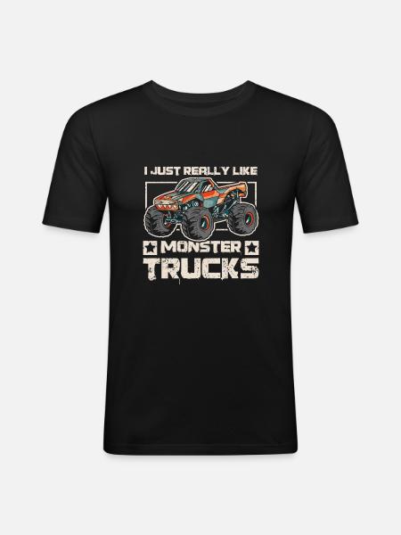 J’aime beaucoup les camions Monster - T-shirt près du corps Homme - noir