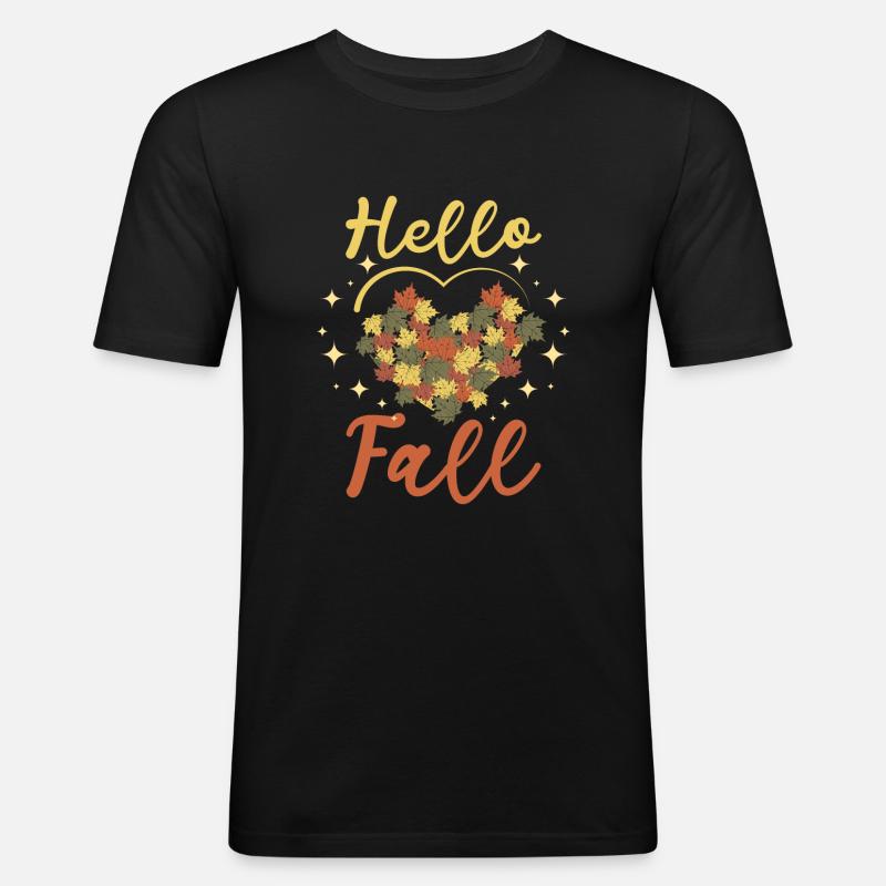 Love autumn hello fall - Männer Slim Fit T-Shirt - Schwarz