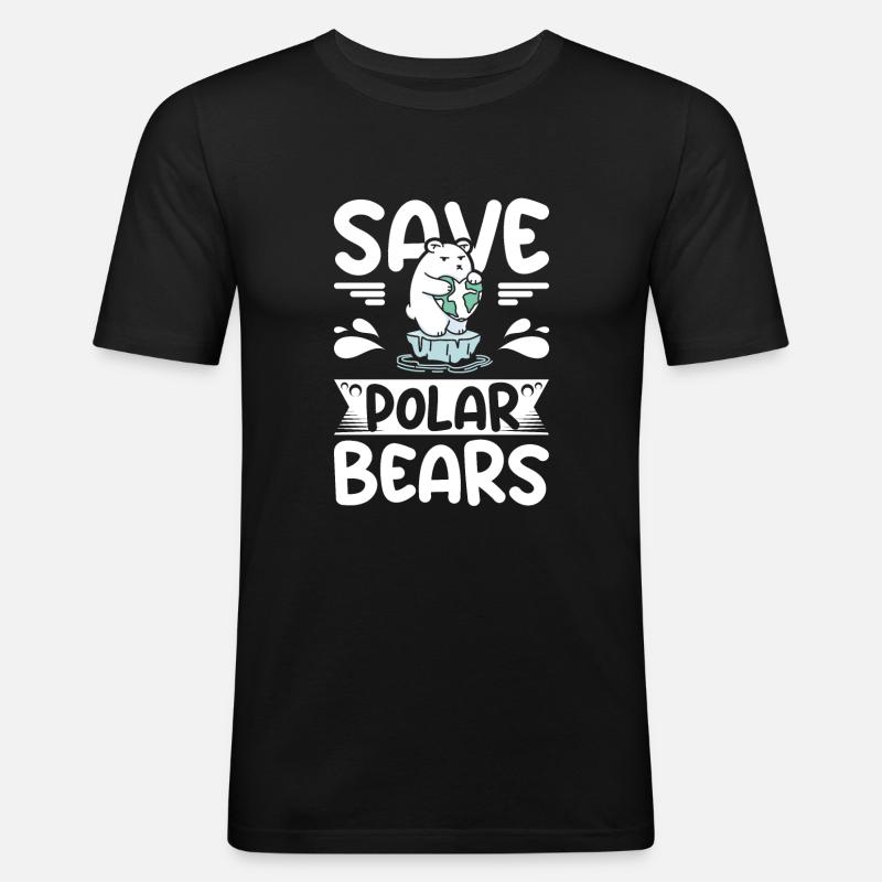 Save polar bears - Männer Slim Fit T-Shirt - Schwarz