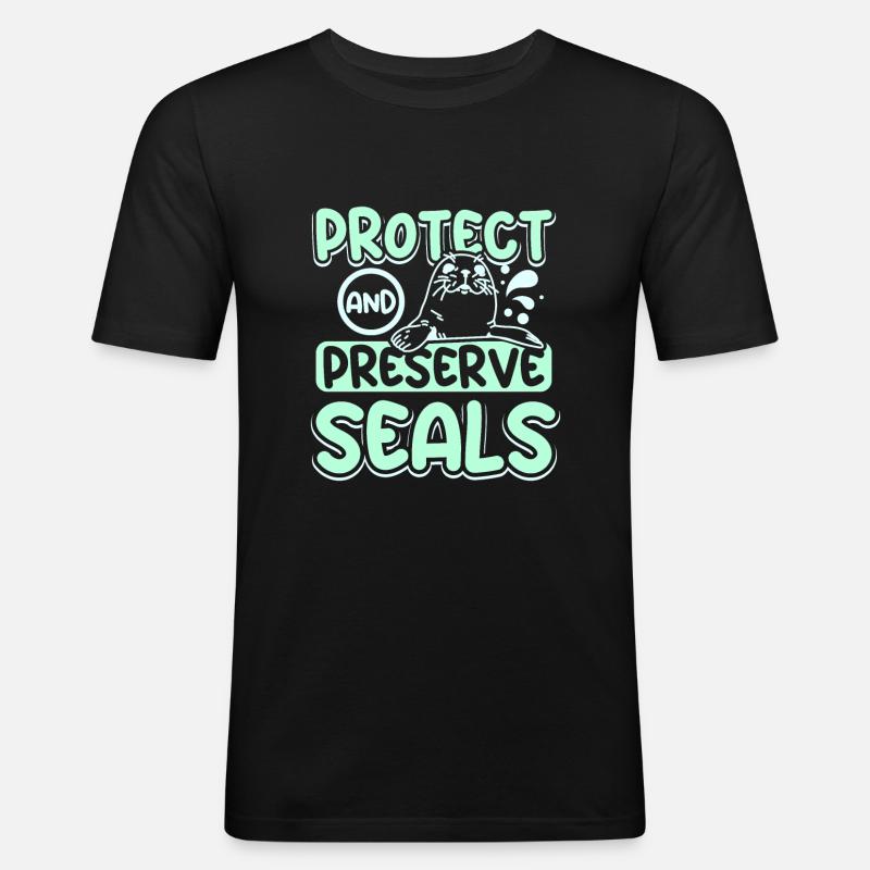 Protéger et préserver les phoques - T-shirt près du corps Homme - noir