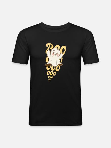 Boo halloween cute ghost - Men's Slim Fit T-Shirt - black