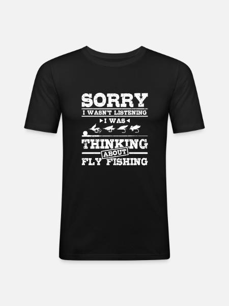 Thinking about fly fishing - Men's Slim Fit T-Shirt - black