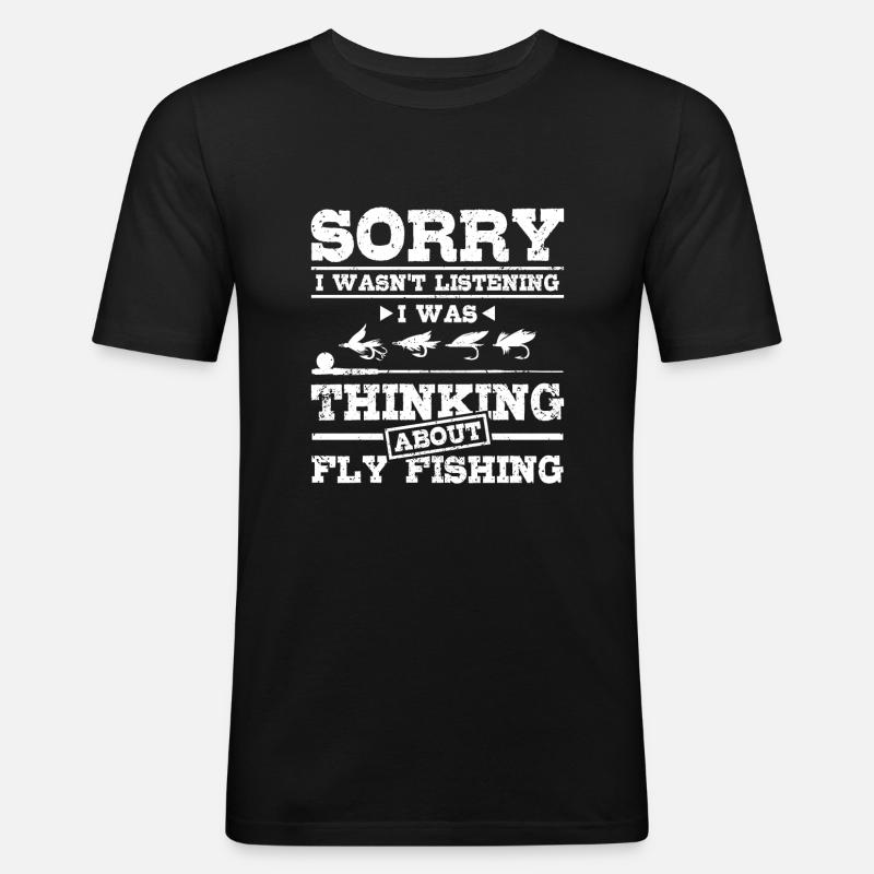 Thinking about fly fishing - Männer Slim Fit T-Shirt - Schwarz