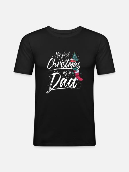 First christmas as a dad - Men's Slim Fit T-Shirt - black