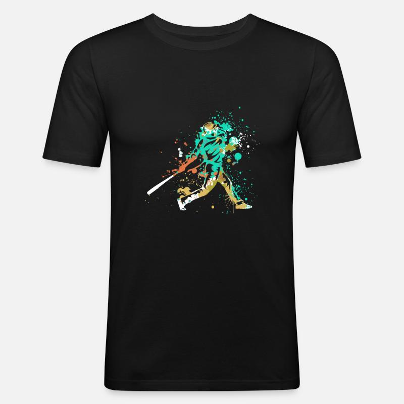 Splash Art Baseball Player - Männer Slim Fit T-Shirt - Schwarz