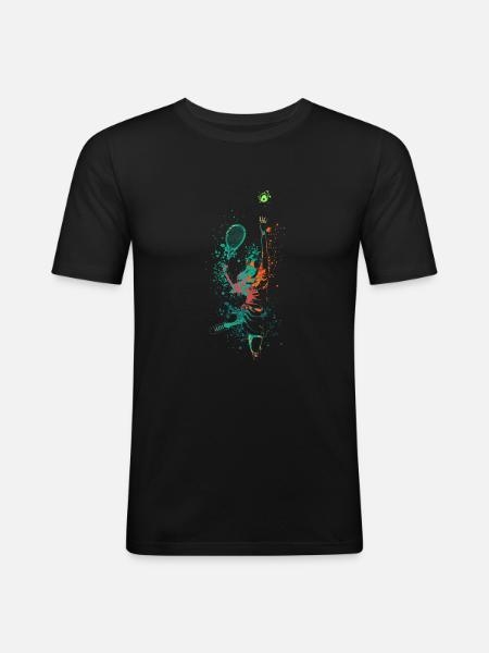 Splash Art Tennis Player - Men's Slim Fit T-Shirt - black