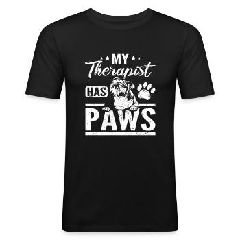 Mon thérapeute a des pattes deutsch bulldog - T-shirt près du corps Homme - noir - Devant - Nik (191cm)