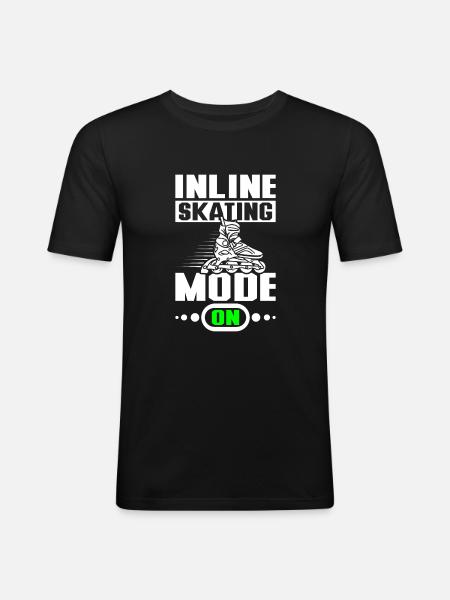 Inline skating mode on - Männer Slim Fit T-Shirt - Schwarz