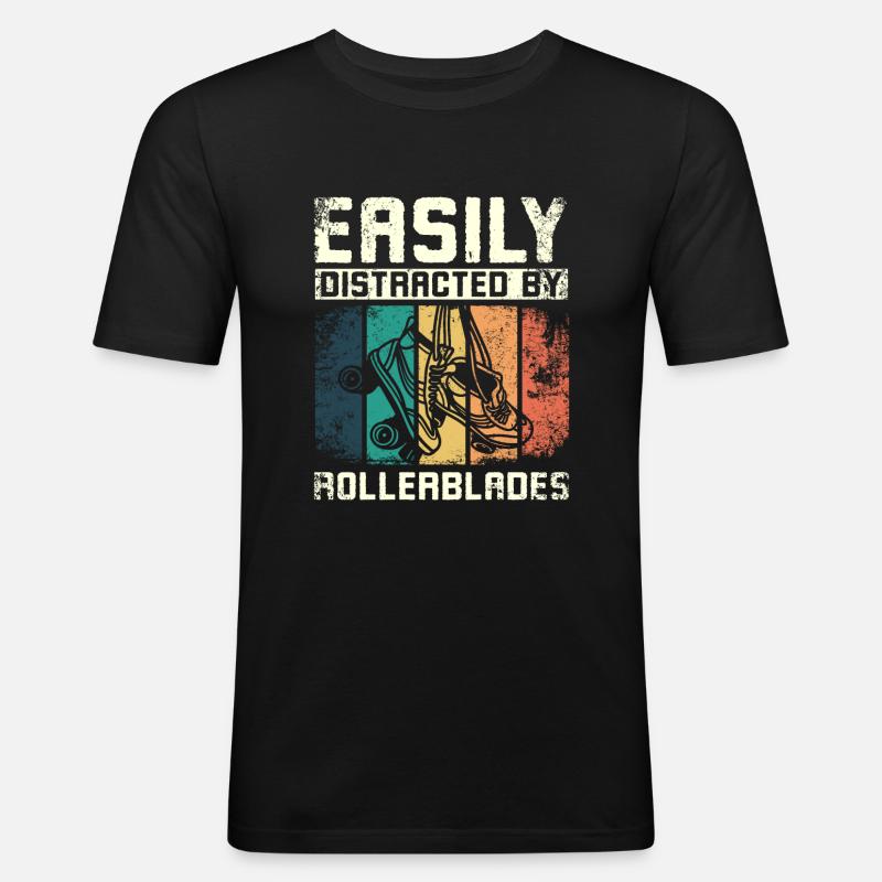 Easily distracted by rollerblades - Männer Slim Fit T-Shirt - Schwarz