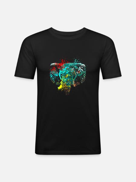 Splash Art Elephant Head - Men's Slim Fit T-Shirt - black