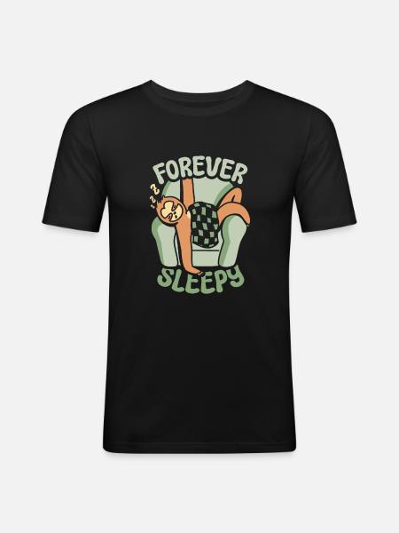 Immer ein verschlafenes Faultier - Männer Slim Fit T-Shirt - Schwarz