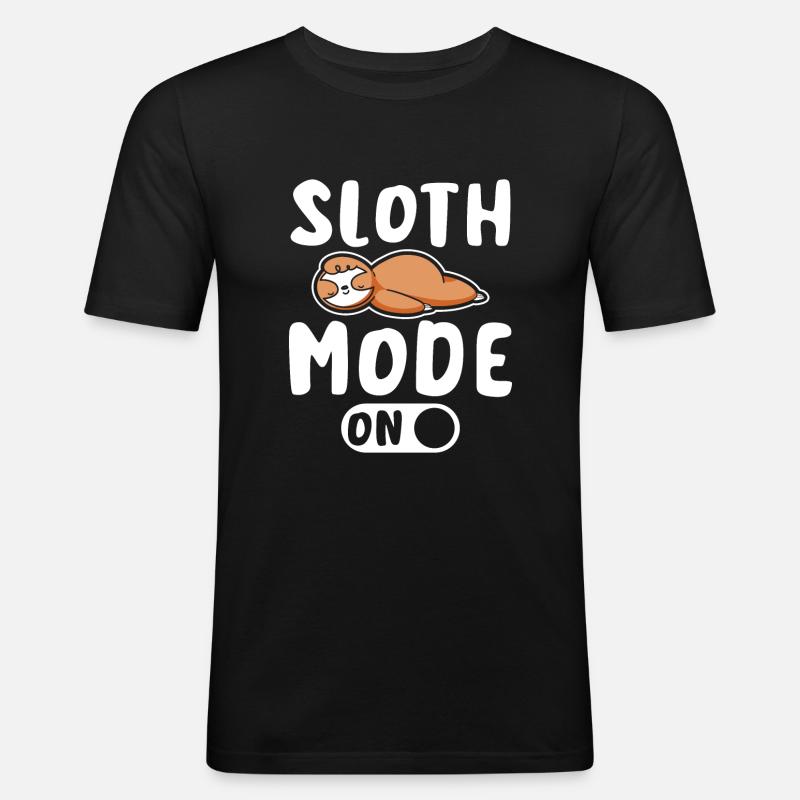 Sloth mode on - Männer Slim Fit T-Shirt - Schwarz