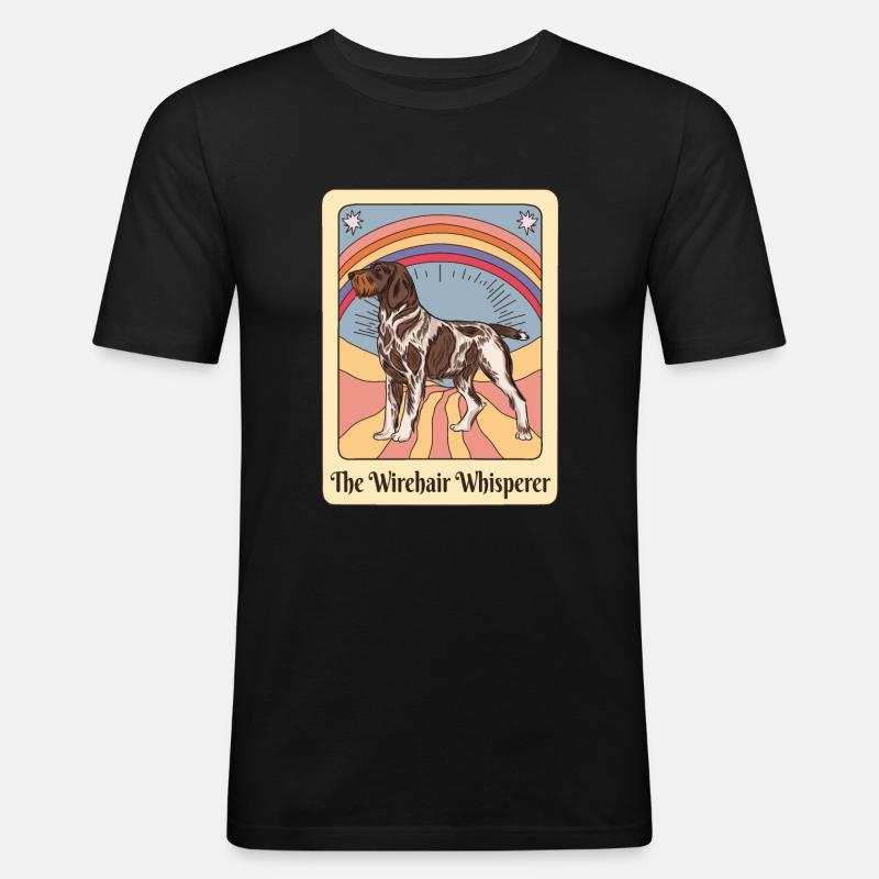 German Wirehaired Pointer Chien de chasse GWP Whispere - T-shirt près du corps Homme - noir