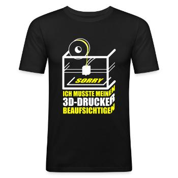 Lustiger 3D Drucker Spruch 3D-Druck Sprüche - Männer Slim Fit T-Shirt - Schwarz - Vorne - Nik (191cm)