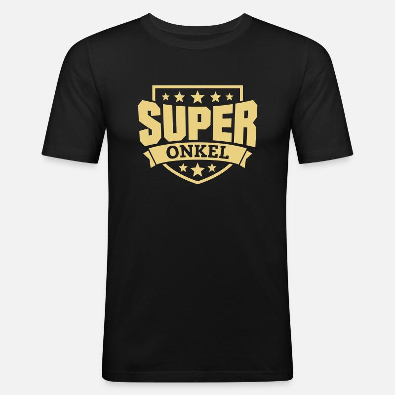 Super Onkel - Männer Slim Fit T-Shirt - Schwarz