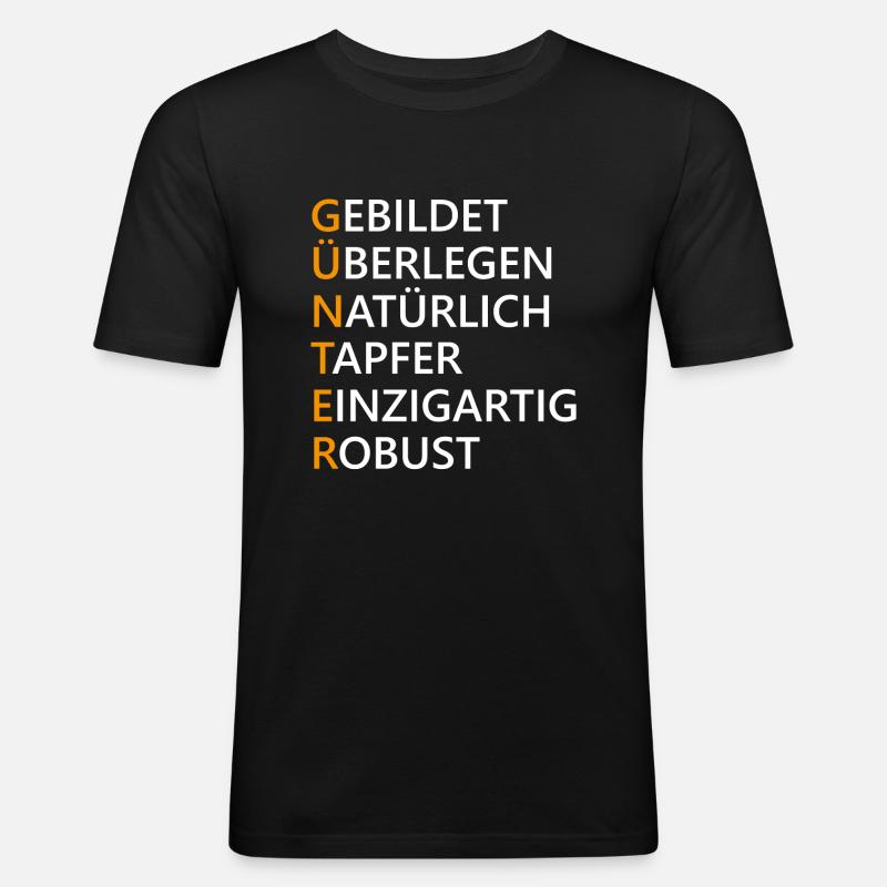Günter Name Geschenk - Männer Slim Fit T-Shirt - Schwarz